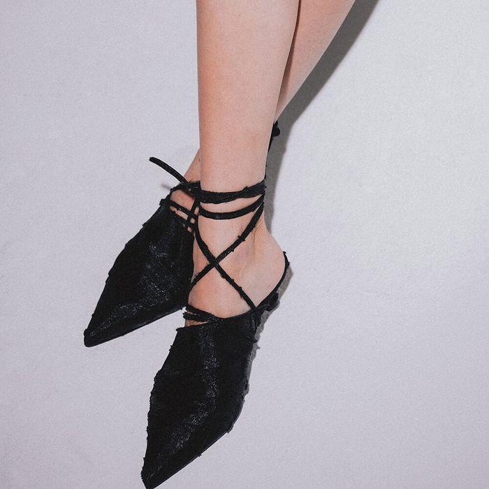 JACQUARD STRAP MULE_BLACK