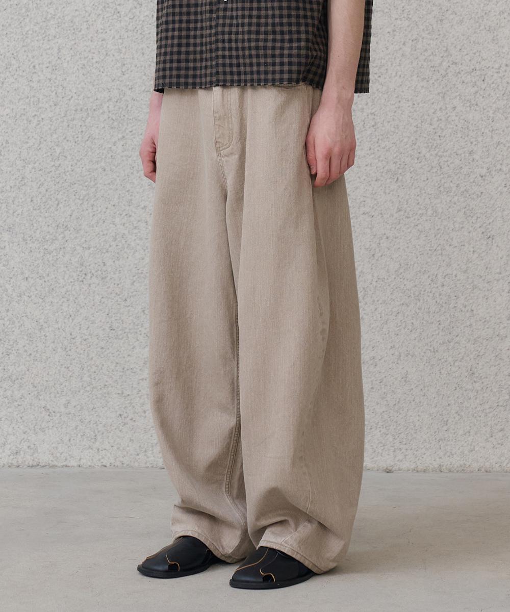 [25S/S] wide curved denim pants (sand beige)_4월30일 예약배송