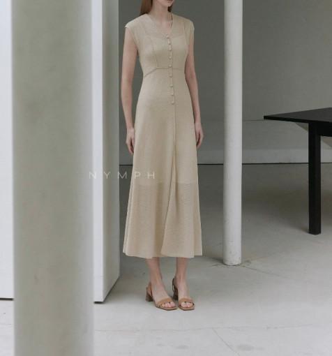 바잉 니트 브이넥 롱 캡소매 원피스/3colors