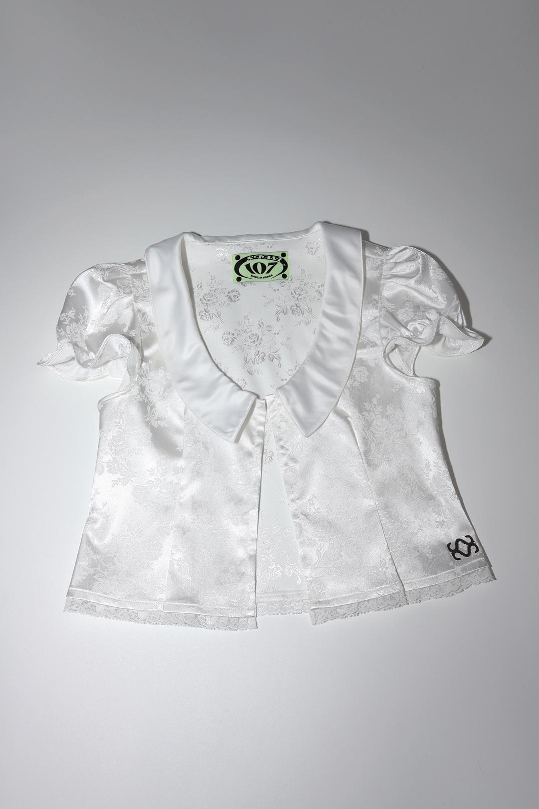 satin puff blouse (white)