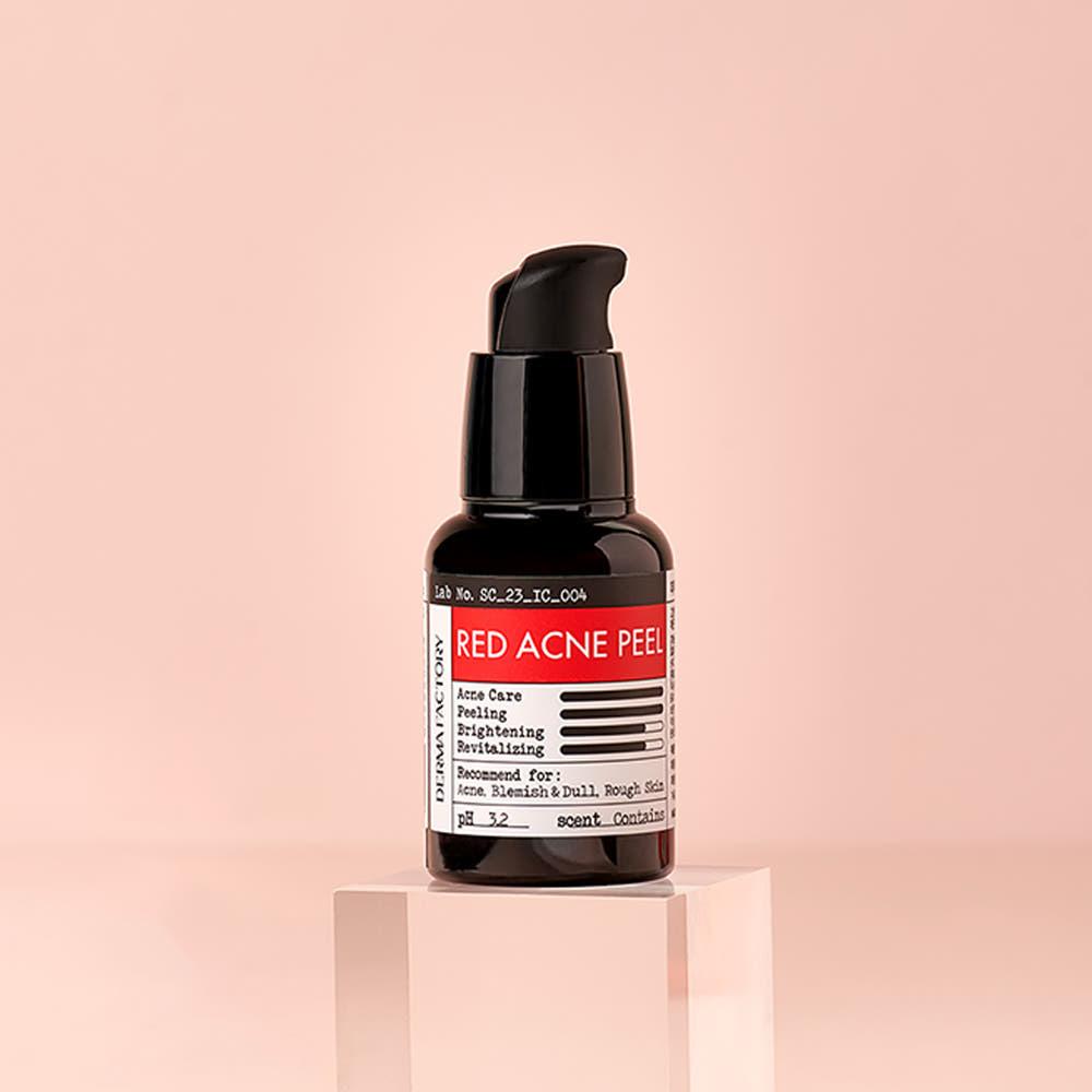 [비건인증] 더마팩토리 레드 아크네 필 30ml /필링세럼 여드름기능성 각질제거 AHA 20% BHA 트러블완화 징크피씨에이 매끈피부결 필링팩 홈필링