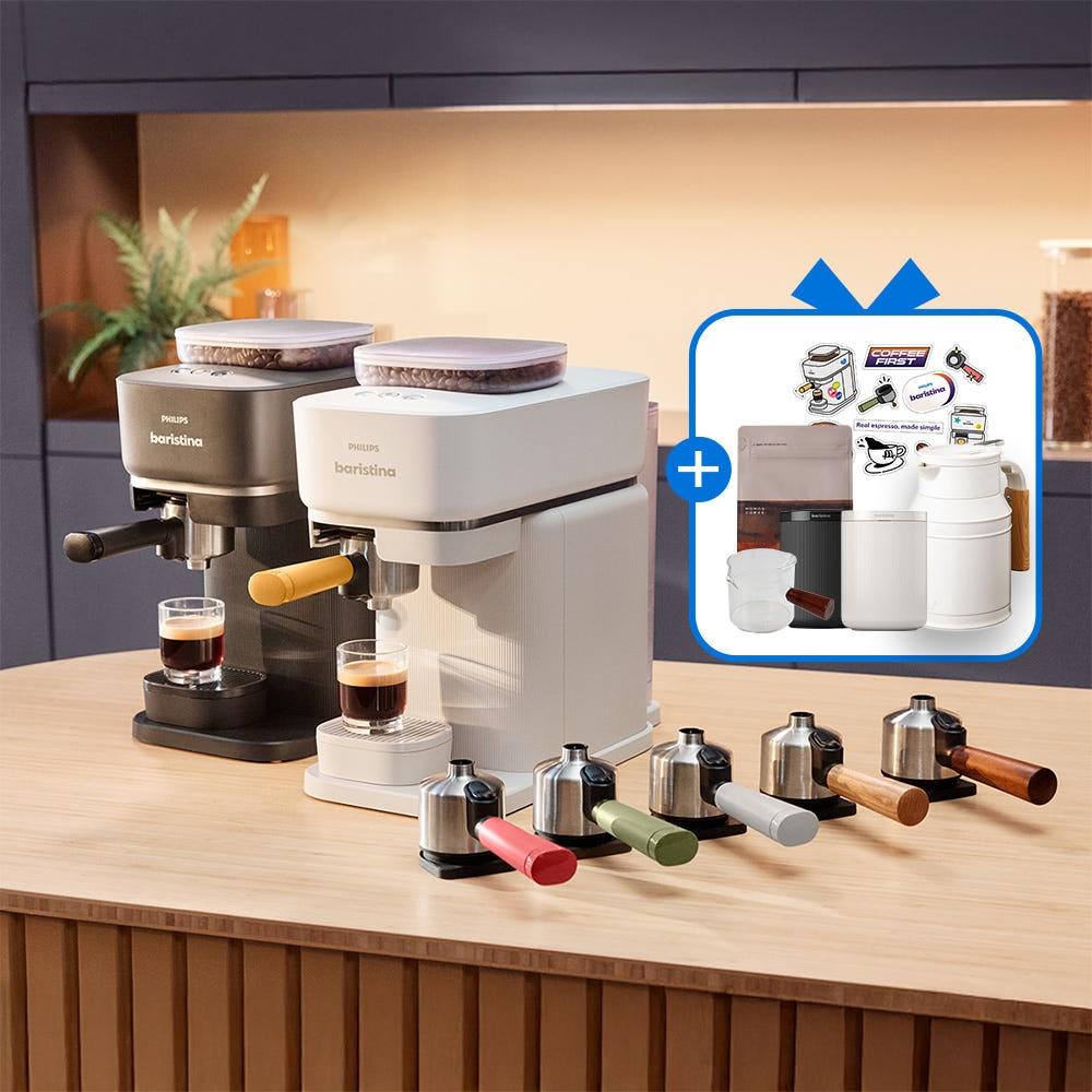 [단독] 필립스 바리스티나 전자동 커피머신 + 마스터 패키지 증정(모슈 테이블팟+넉박스+원두+샷잔+리무버블 스티커)
