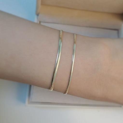 14K 18K 실키 커플 뱀줄 스네이크 레이어드 체인 팔찌