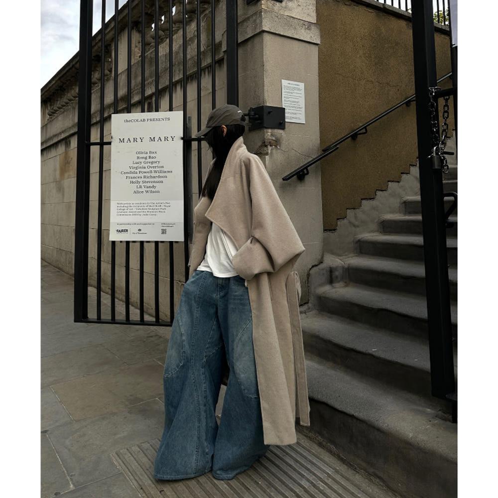 WARDEN EDGE 코트 런던 카키 겨울 고급 영국 스타일 롱 울 코트