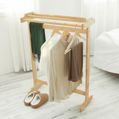 우디홈 원목 양면행거 우드 스탠드 옷걸이 바지걸이 내추럴