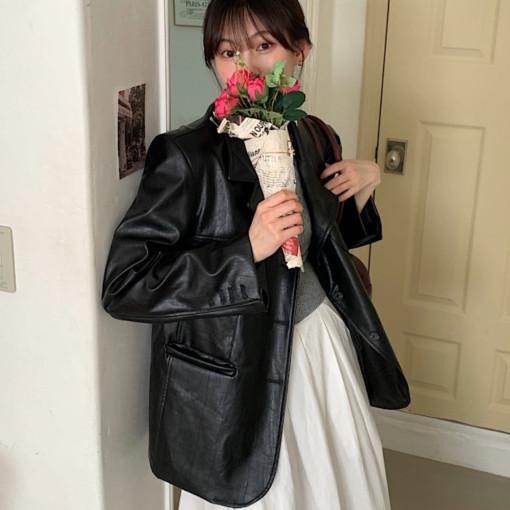 베를린 오버핏 레더 자켓(스웨이드/레더)