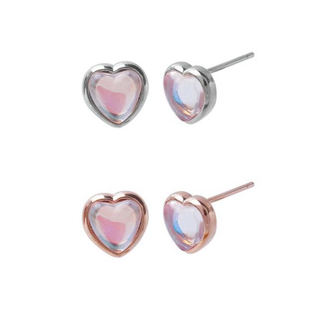 925실버 딱붙 오로라 하트 귀걸이