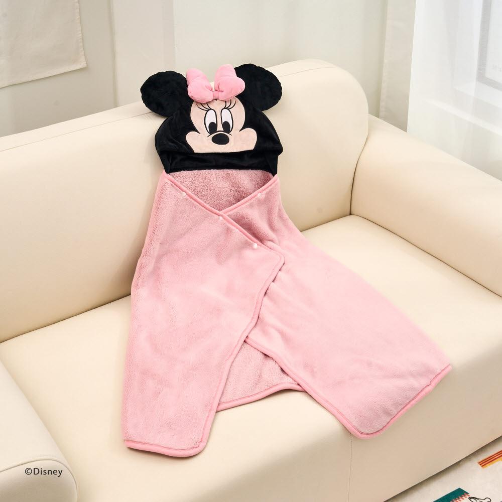 [디즈니] 미니 페이크퍼 후디 블랑켓 70x120 핑크