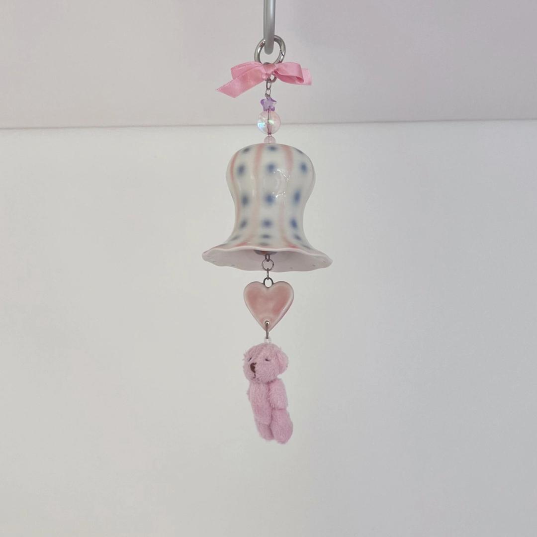 Pink bear wind bell