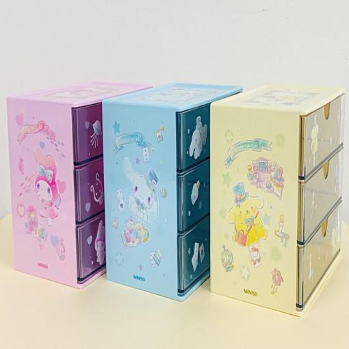 산리오 3단 서랍 수납함 책상정리 화장대 서랍장 시나모롤 폼폼푸린 마이멜로디 서랍