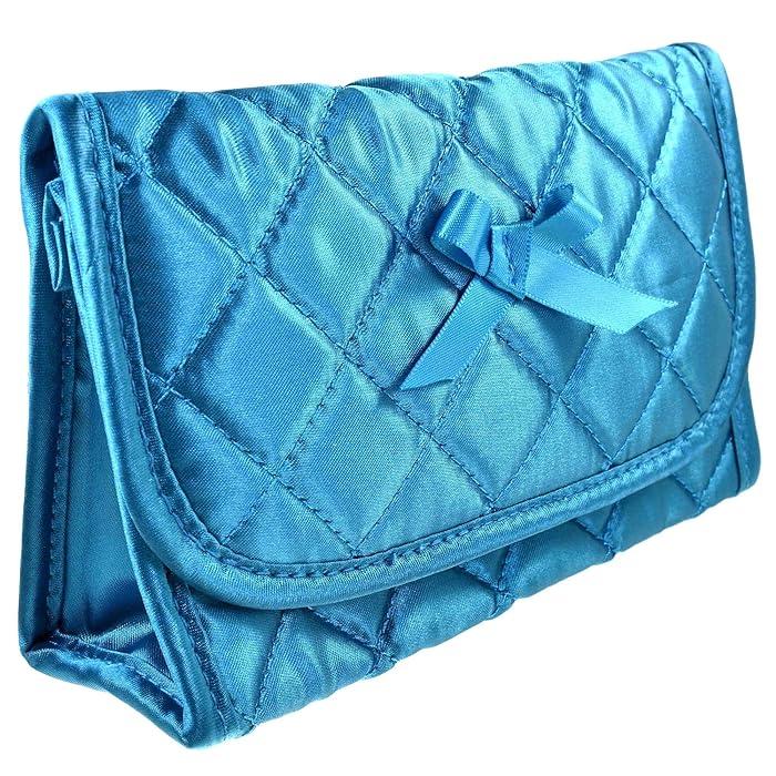 TropicaZona Quilted Cosmetic Bag with a Mirror & Soft Eyeglass Case Essential Duo Set in Turquoise-Teal by Marisa D'Amico