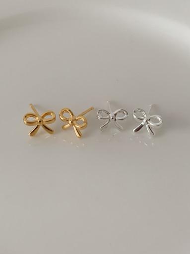 실버925 18K도금 레이 리본 은 귀걸이