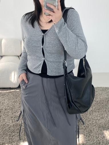 러빗 레이어드 골지 가디건 (3color)