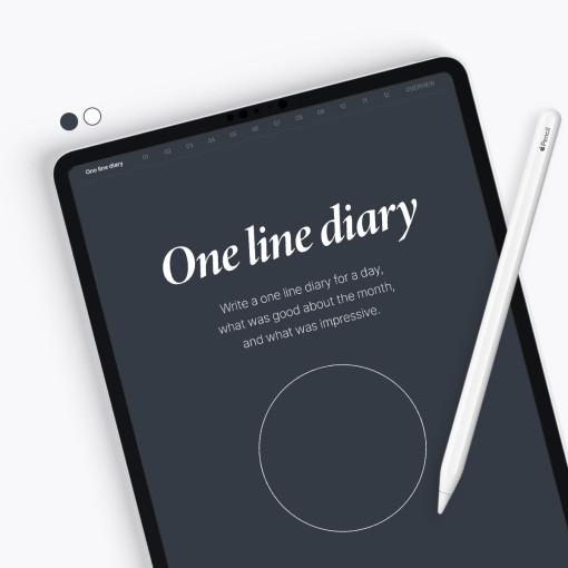 하루 한 줄 일기 디지털 PDF 한 달 일년 오버뷰 먼슬리 데일리 아이패드 굿노트 서식 다크 (하이퍼링크 세로형)