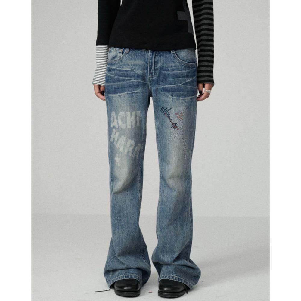 ACHIHARA 아치하라 팬츠 청바지 로고 프린트 바지