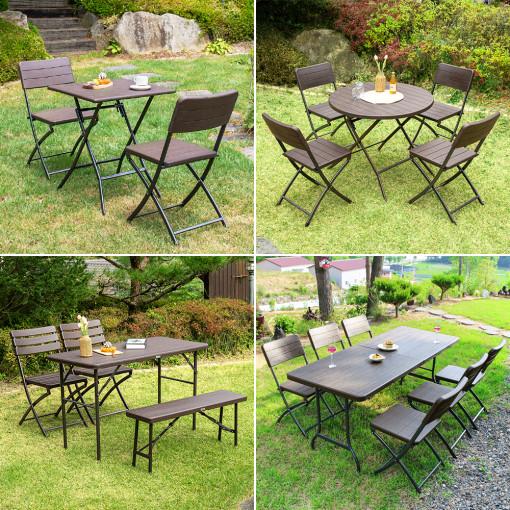 아르망 브로몰딩 야외 테이블 세트 접이식 의자 야외용 정원 테라스 옥상 펜션 플라스틱