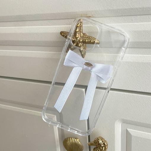 로브제 화이트리본 투명 젤하드 휴대폰케이스