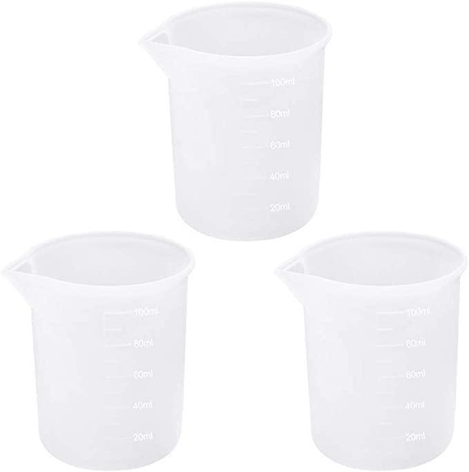 3 PCS Silicone Measuring Cups, 100ml Silicone Cups for Resin Non-Stick Mixing Cups Resin Measuring Cups Tool with Precise Scale for Resin DIY Craft