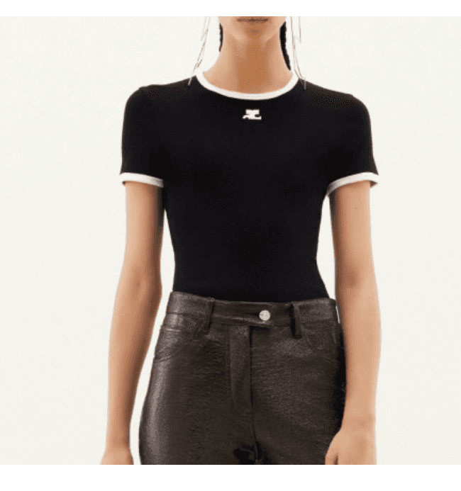 Courreges 꾸레쥬 로고 반팔 티 콘트라스트 리에디션 범피 티 셔츠