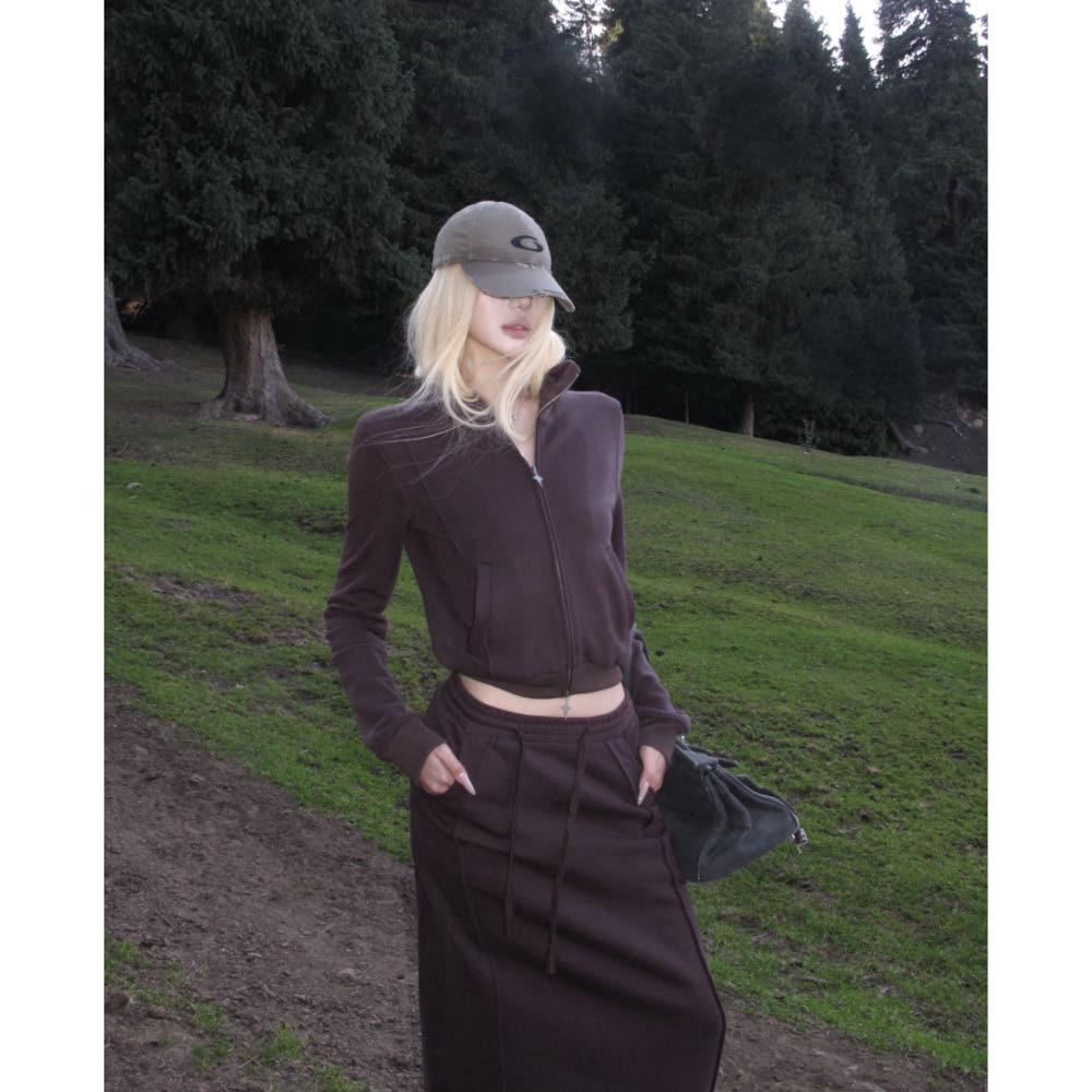 RASE LE SOL 자켓 퍼플 스웨트셔츠 지퍼업 재킷