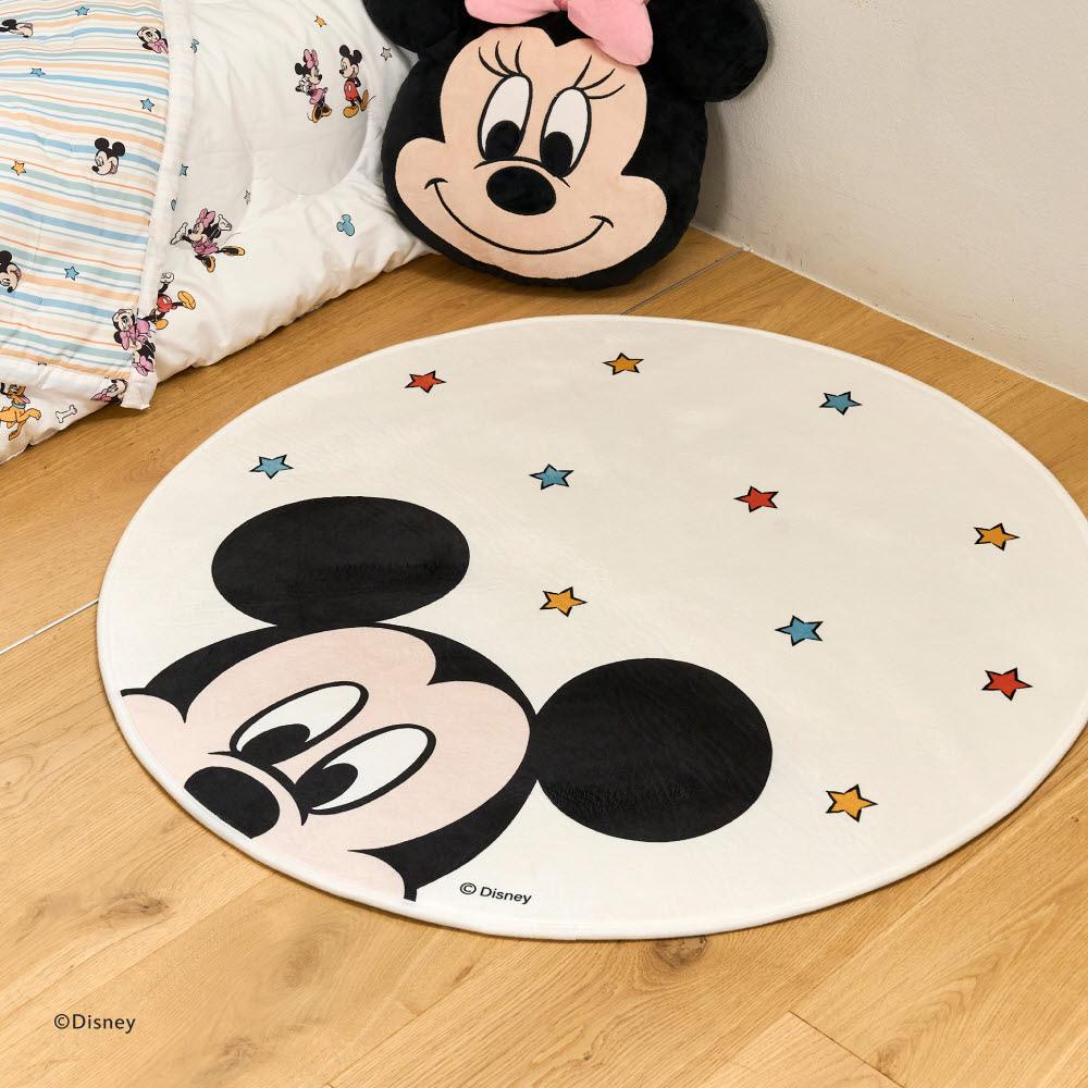 [디즈니] 빨아쓰는 미키 원형 러그 R90