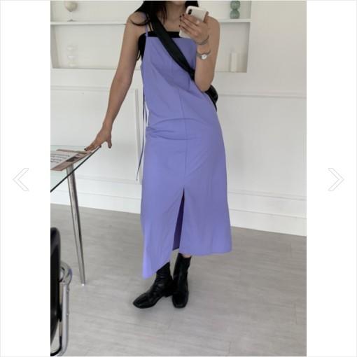 (당일발송)벨누아 스트랩 레이어드 나시 트임 맥시 원피스(퍼플,블랙)