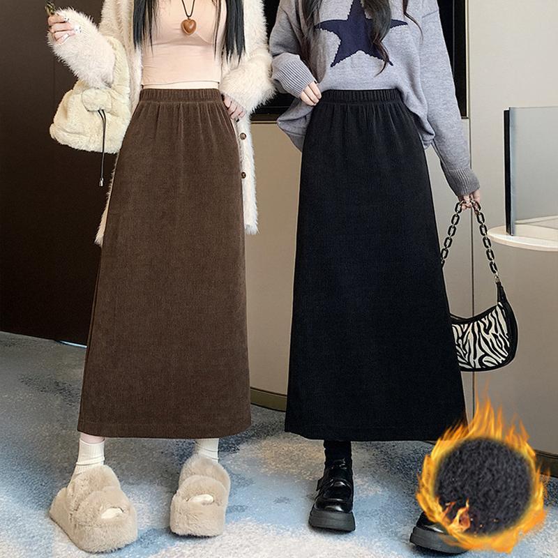 군살잡는 개미다리 코듀로이 밴딩 기모 롱스커트