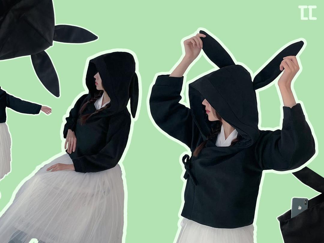 흑토끼의 해를 맞이하는, 포근한 후드 저고리 재킷