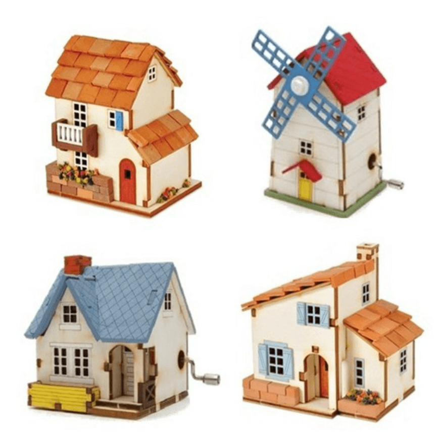 나무모형 목재모형 조립  오르골 풍차 만들기