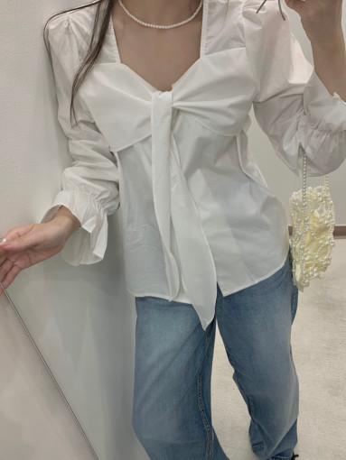 (당일 발송) 타이 리본 안나 코튼 블라우스