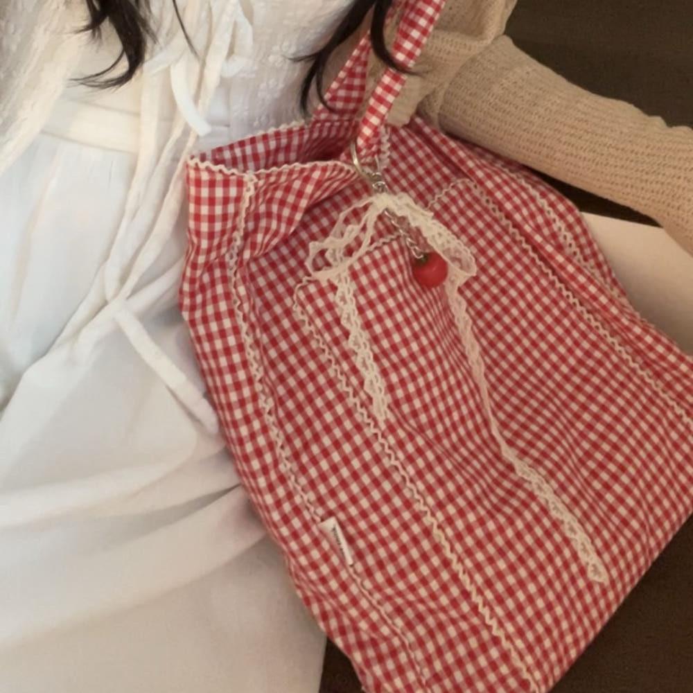 낫띵크 마들렌 체크 에코백(레드)