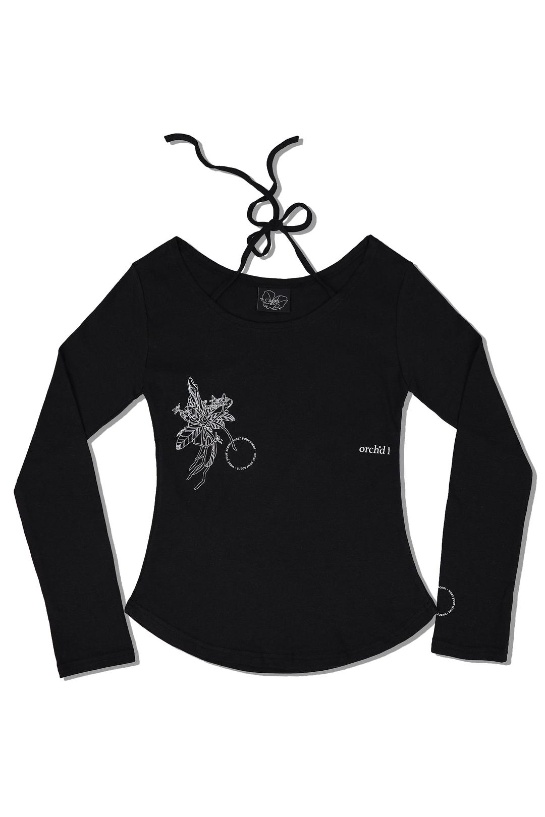orchid letter tee (black)