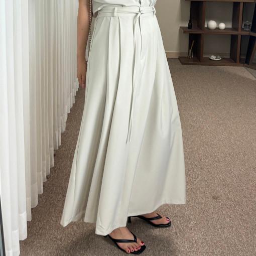 포레 셋업 스커트/여성 여자 여름 뒷밴딩 끈 벨트 핀턱 A라인 셋업 롱스커트 치마