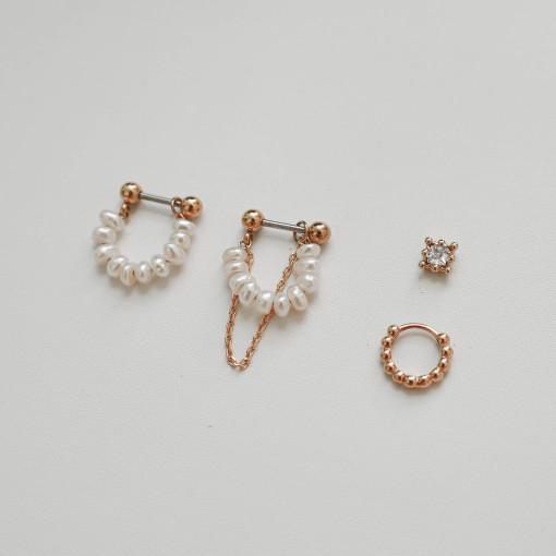 [피어싱/귀걸이] 벨마 담수진주 앤틱 피어싱 조합 세트 3종