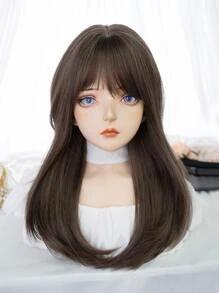 롱 스트레이트 인조 가발 , 앞머리 포함