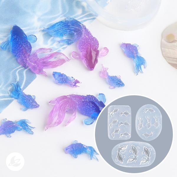 미니 금붕어 모양 몰드 레진 아트 재료 RM404