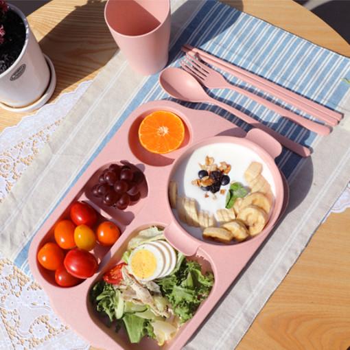 다이어트 진주상사 식판 브런치 밀짚 가정용 성인 어린이집 예쁜 아이식판 6종세트 포함