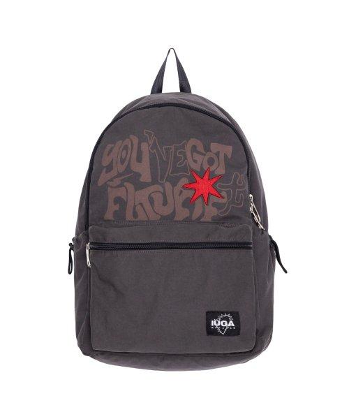 Printed Twill Pocket Backpack (Gray)