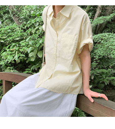 [어튜트](당일)던 워싱 하프 셔츠(5c)