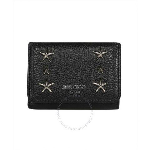 Ladies Nemo Black Leather Star Tri-Fold Wallet