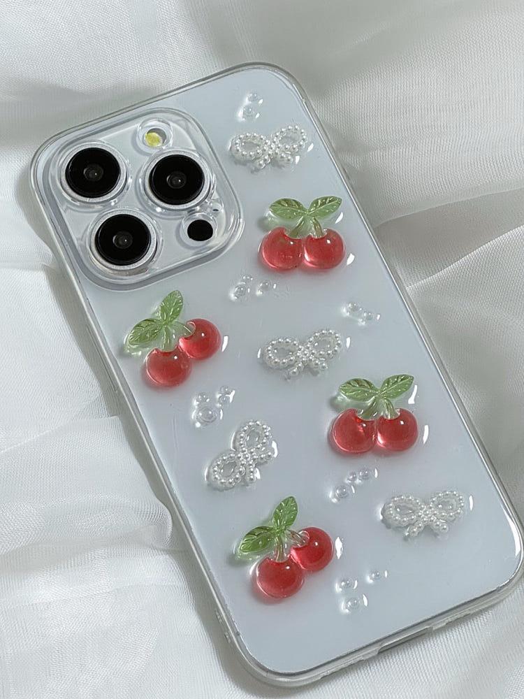 체리 리본진주 레진 폰케이스