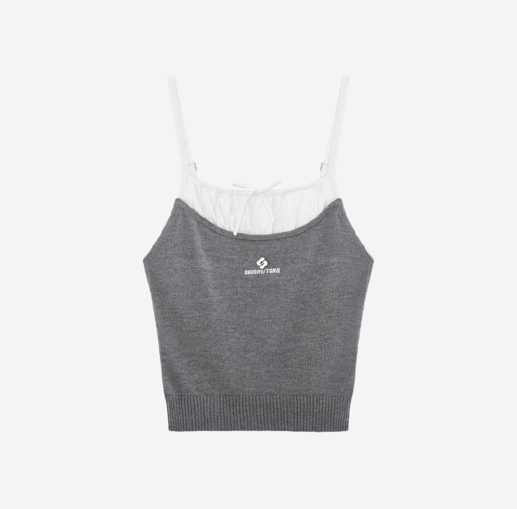 Shushu/Tong Women Patchwork Knit Sling Grey - 25SS