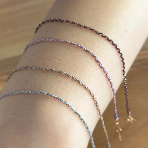 14k 18k 천연실크줄 체인꼬임 핸드메이드 컬러 실팔찌 실발찌