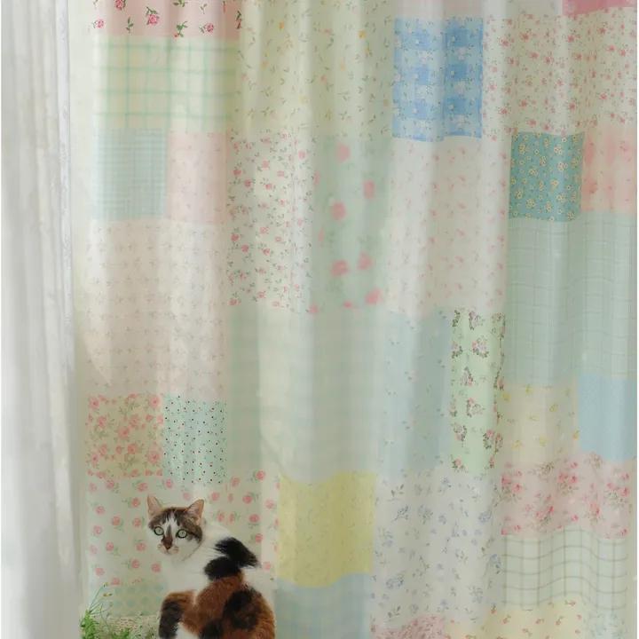 고퀄리티] 파스텔 빈티지 감성 아기자기 일본 꽃무늬 패치워 크 커튼 원단 인테리어 포인트