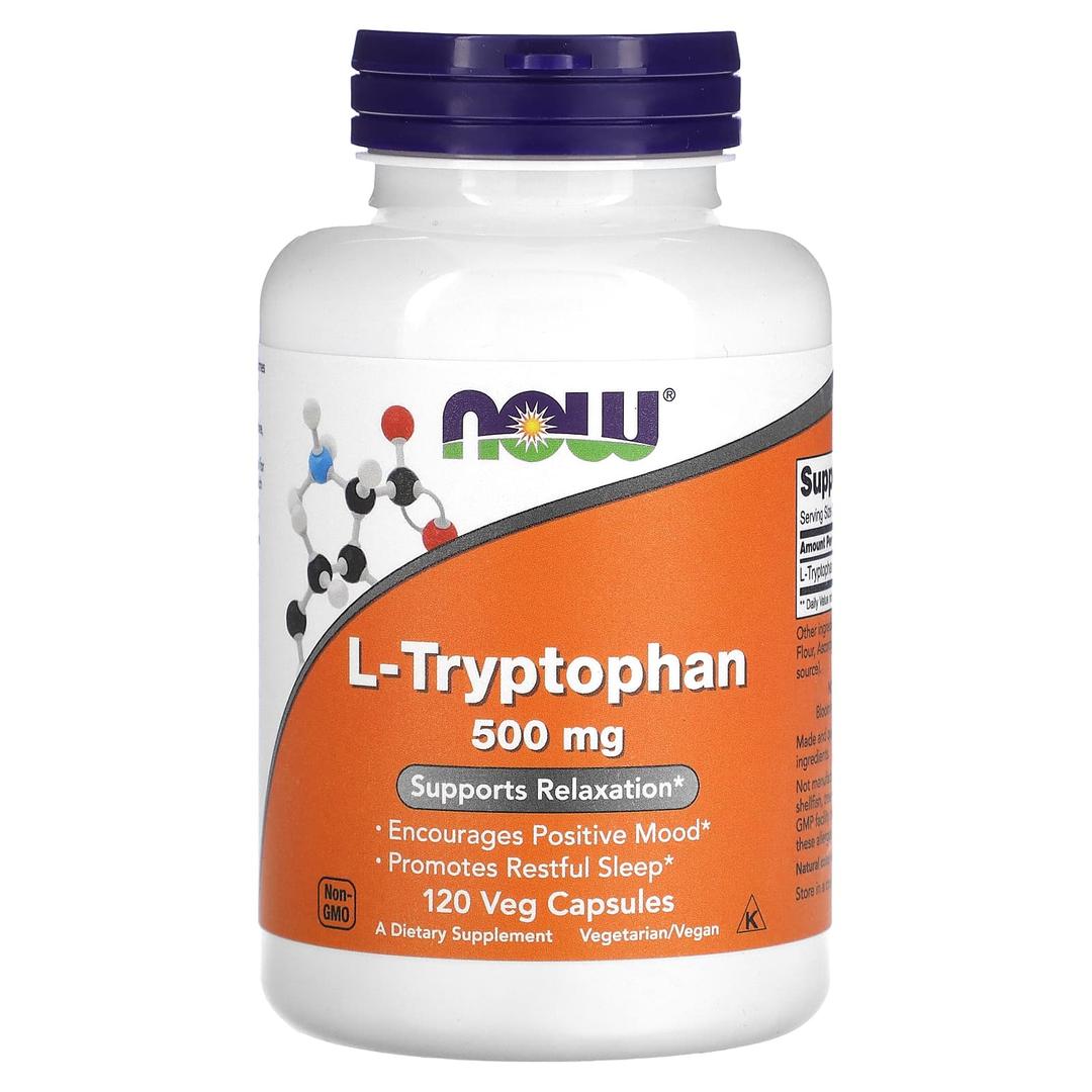 NOW Foods, L-트립토판, 500mg, 베지 캡슐 120정