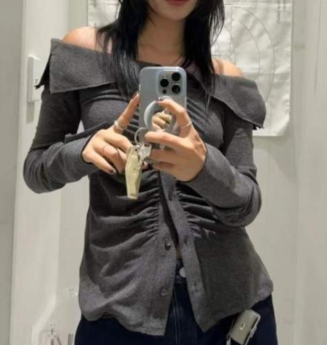 간절기 꾸안꾸룩 카라 오프숄더 셔링 셔츠