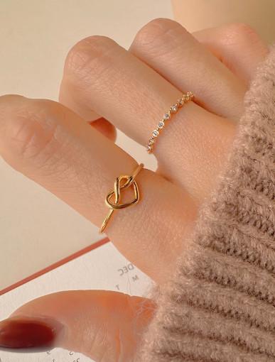 925실버 하트 프레젤 반지 레이어드 로즈골드