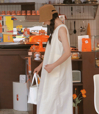 (다크그레이 당일출고) (2color) 논 나시 롱 원피스   (링클프리 원단으로 주름걱정없이 연출)