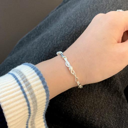 실버925 꼬임 하프 뱅글 체인 팔찌