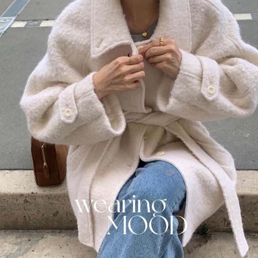 [SALE] brush 브러쉬 마르소 부클 코트 알파카 울 카라 벨트 하프 코트 (2c)